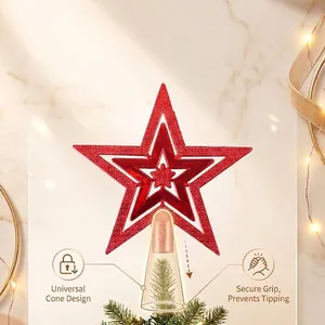 Funkelnde rote Weihnachtsbaumspitze mit sicherem, universellem Kegel-Design-Stern