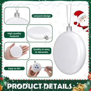 Close-up details of white blank DIY Christmas hanging ornament showing lanyard design