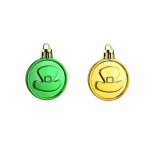 Adornos de monedas con sombrero verde y dorado para decoración de fiesta irlandesa