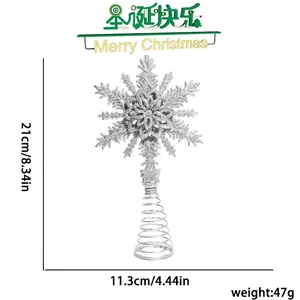 Eleganter silberner Glitzer-Schneeflocken-Weihnachtsbaumaufsatz für festliche Deko