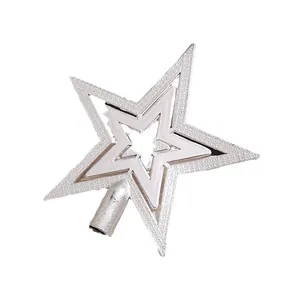 Eleganter silberner glitzernder fünfzackiger Weihnachtsstern für die Baumspitze Deko