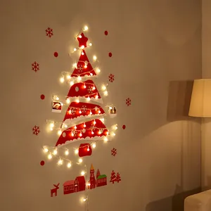 Albero di Natale in feltro da parete fai-da-te stile coreano con luci LED e clip per foto