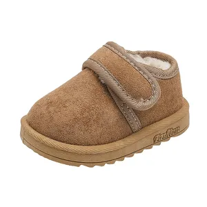 Warm fleece-lined toddler snow boots with soft non-slip sole and velcro strap