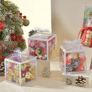 Weihnachtsdekoration Transparente PVC Geschenkbox Kiefernzapfen Miniatur Ornamente Für Desktop Feiertag Party Home Dekor