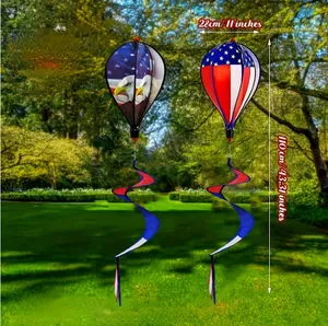 Dimensions détaillées du moulin à vent de jardin ballon à air chaud drapeau américain 110cm
