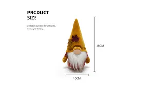 Detailed dimensions of Autumn Harvest Festival plush gnome with maple leaf