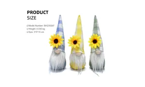 Detailed specifications for handmade sunflower checkered gnome plush decorative doll