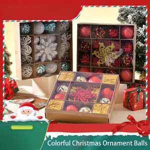 Galvanisiertes Weihnachtskugel Ornamente Set Für Weihnachtsbaum Dekorationen Kunststoff Schneeflocke Geschenkbox Set Party Deko