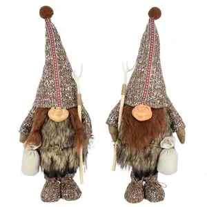 Ornamento Bambola Gnomo Tribale Primitivo Viso in Resina Gnomo Wildman Peluche Statuetta Vintage Decorazione Casa Statuetta Gnomo