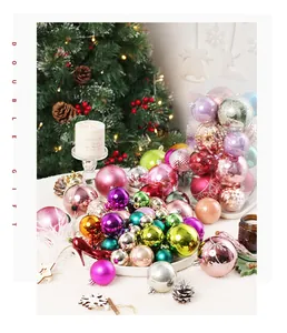 Detail of 75-piece assorted painted electroplated Christmas ball ornaments set
