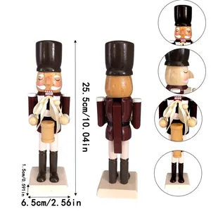 Detailed dimensions of the 25.5cm tall wooden nutcracker soldier drummer figurine