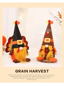 Adorable plush Thanksgiving turkey gnomes in harvest theme for festive home decor