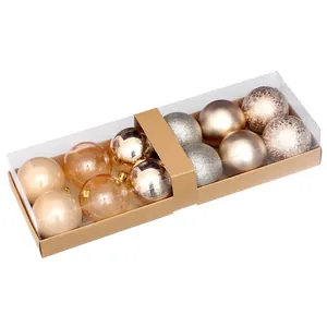 Boxed set of 12 elegant Christmas ball ornaments in assorted gold and silver finishes