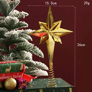 Gold plated plastic star tree topper for Christmas decorations 15.5x26cm.