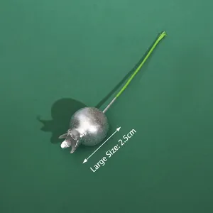 Silver glitter mini pomegranate craft accessory with green wire stem