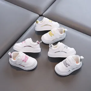 Scarpe Primi Passi Suola Morbida Antiscivolo Scarpe Bianche in Pelle PU Sneakers Sportive per Bambini Ragazzi Ragazze Primavera Autunno Scarpe Casual