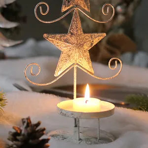 Minimalist Nordic iron star candle holder ornament for Christmas table decoration