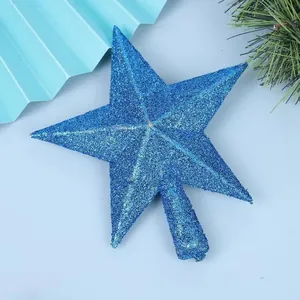 Glänzender blauer Glitzer-Weihnachtsbaumstern für festliche Feiertagsdekorationen