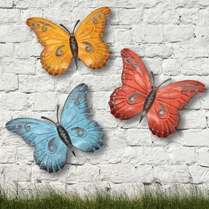 Decorazioni murali farfalla in metallo colorato per giardino esterno cortile e muro patio