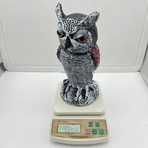Detail view of a realistic owl decoy weighing 308.8g for effective bird deterrent use