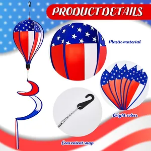 Détails du moulin à vent ballon patriotique avec texture plastique et attache facile.