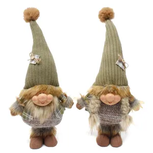 Scandinavian Forest Gnome Plush Doll With Resin Face Nordic Forest Dwarf Figurine Handmade Gnome Ornament For Christmas Home Decor