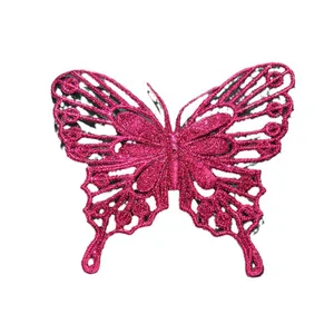 Adesivo murale a farfalla rosa glitterata per decorazioni di Natale, nozze e feste