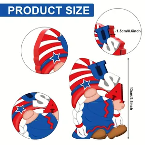 Patriotic USA Independence Day wooden gnome desktop ornament size 5.1 inch height