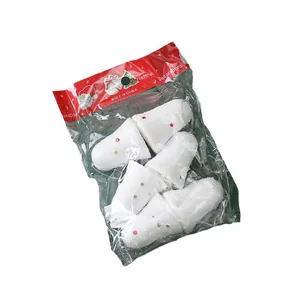 Set of white foam Christmas bell ornaments with colorful sequins in retail package