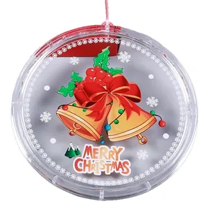 Suspension de Noël à LED circulaire avec cloche illustrée et texte Merry Christmas festif