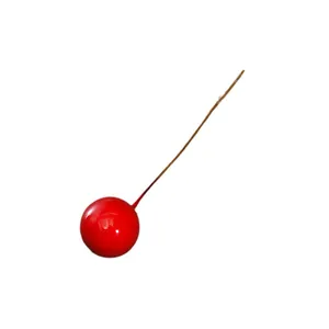 Mini artificial red berry decoration with flexible wire stem for Christmas cake DIY