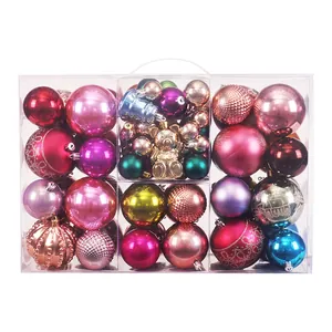 Christmas Ball Ornaments Multicolor Electroplated Painted Plastic Xmas Tree Hanging Pendants For Holiday Home Party Decoration