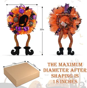 Couronne de sorcière d'Halloween avec longues jambes pour décoration de porte