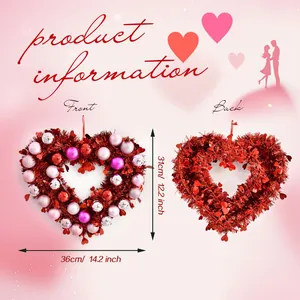 Couronne de la Saint-Valentin en forme de cœur pour décoration de porte et fête