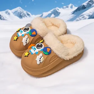 Kinder Astronaut Winter Baumwollhausschuhe mit warmem Plüschfutter rutschfest