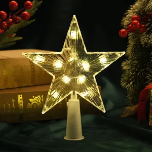 Leuchtende LED Stern Christbaumspitze mit warmem Licht für weihnachtliche Hausdekoration