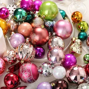 Large 75pcs set of assorted Christmas ball ornaments with festive colors and patterns