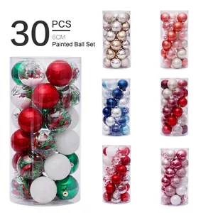 30 Stuks 6cm Kerstboomversiering Set Geschilderde Decoratieve Ballen Voor Kerstvakantie Huisfeest Decoratie Stijlen