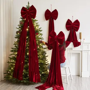 Grandi fiocchi natalizi in velluto bordeaux per alberi e decorazioni per la casa
