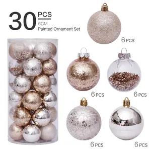 Bolas de Navidad Oro Plata Transparentes Plástico con Purpurina y Lentejuelas Adornos Colgantes para Árbol de Navidad Fiesta