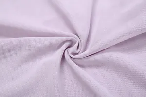Close-up detail of lightweight lavender purple mesh fabric texture for women's clothing