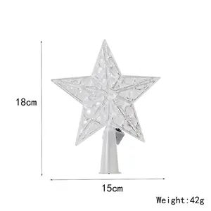 Transparente LED Stern Weihnachtsbaumspitze mit 18 cm Höhe und 15 cm Breite Maßen