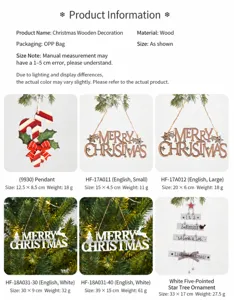 Wooden Christmas ornaments variety pack featuring Merry Christmas signs and pendants