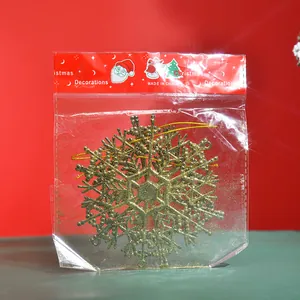 Dreier-Set goldene Glitzer-Schneeflocken für den Weihnachtsbaum, verpackte Dekoration