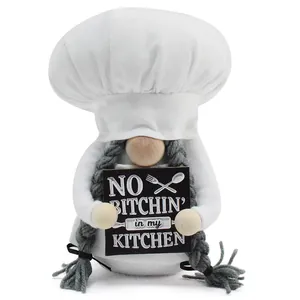 Nordischer Weißer Koch Gnom Puppe Handgefertigtes Gesichtsloses Plüsch Ornament Mit Holzschild Küchen Deko Für Zuhause