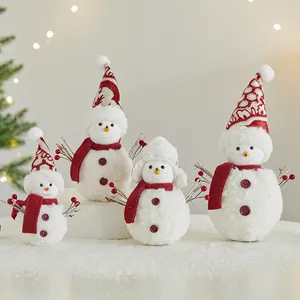 Christmas Snowman Doll Ornament Foam Plush Nordic Style Pointed Hat Festive Home Mall Decoration Tabletop Display Props Gift
