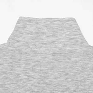 Close-up detail of a grey casual knit jacket collar showing fine fabric texture
