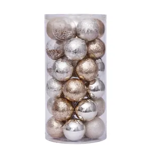 Set de 30 bolas de Navidad de 6 cm en color oro y plata en tubo transparente