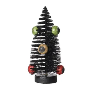 Mini Halloween Baum in Schwarz mit gruseligen Glitzer Augen Dekoration für die Party
