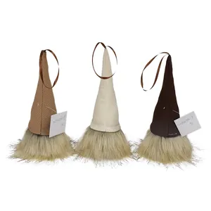 Set of three coffee-themed plush gnomes with hanging loops and long beards